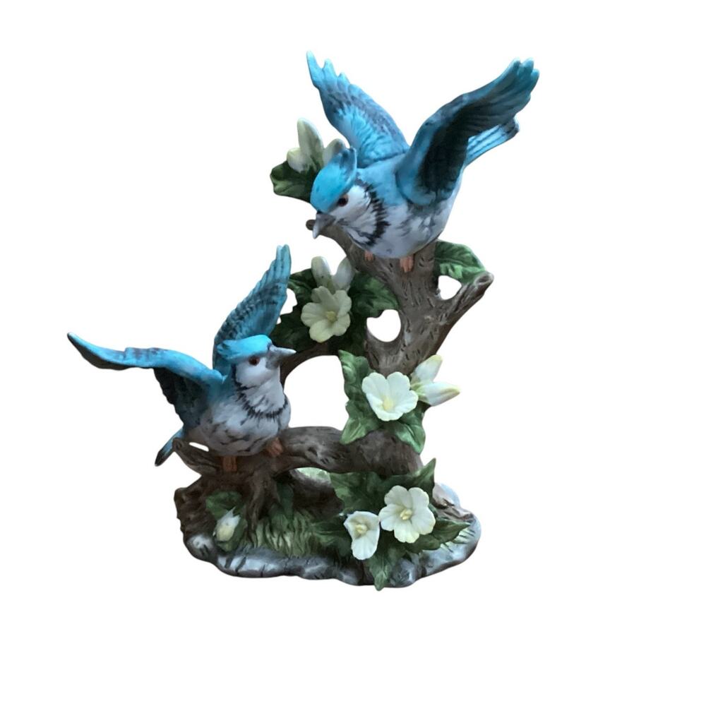 Blue Jays Porcelain Hand Painted Statue Vintage